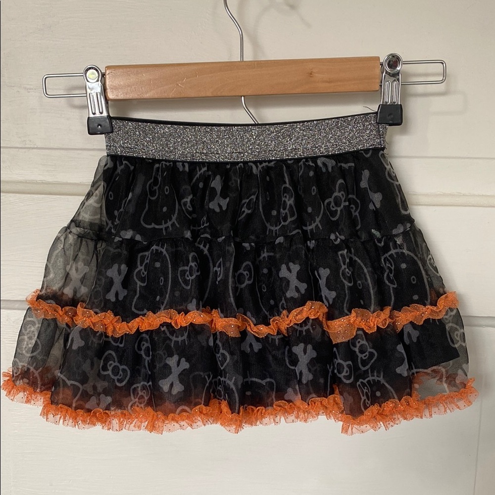 Halloween Girls Hello Kitty Black Orange Tulle Skirt size 3T